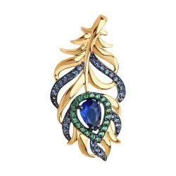 Pandantiv din aur roșu cu Cubic Zirconia Albastru Safir, Cubic Zirconia Verde