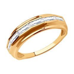 Inel din aur roșu cu pietre Cubic Zirconia Incolor