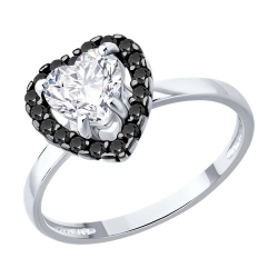 Inel din argint  cu pietre Cubic Zirconia Incolor, Cubic Zirconia Negru