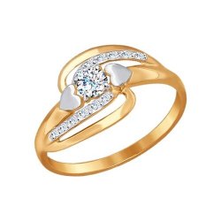 Inel din aur roșu cu pietre Cubic Zirconia Incolor