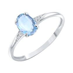 Inel din aur alb cu pietre Cubic Zirconia Incolor, Granat