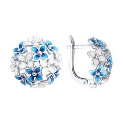 Серьги из серебра с камнями Эмаль