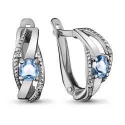 Cercei din aur alb cu pietre Cubic Zirconia Incolor, Topaz Swiss