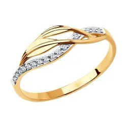 Inel din aur roșu cu Cubic Zirconia Incolor