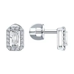 Cercei Pusete din aur alb cu Diamant
