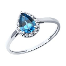 Inel din aur alb cu pietre Diamant, Topaz London