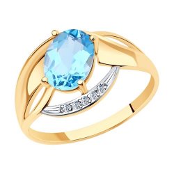 Inel din aur roșu cu pietre Cubic Zirconia Incolor, Topaz Swiss
