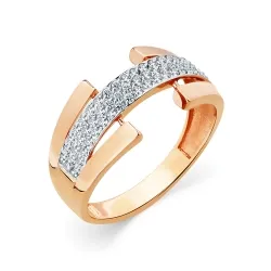 Inel din aur roșu cu Cubic Zirconia Incolor