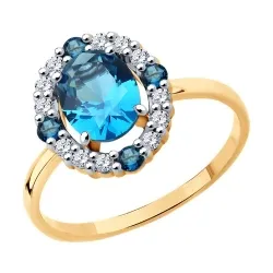Inel din aur roșu cu Cubic Zirconia Incolor, Topaz London