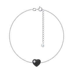 Brățară Love din aur alb cu pietre Diamant, Diamant negru