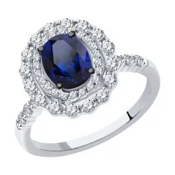 Inel din aur alb cu Diamant, Safir