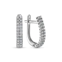 Серьги из белого золота с камнями Бриллиант