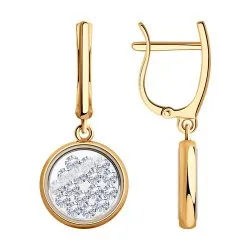 Cercei Suspendați din aur roșu cu Cubic Zirconia Incolor, Sticla minerală