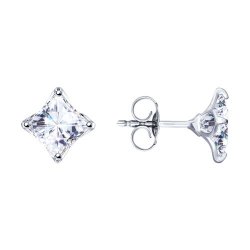 Cercei Pusete din argint  cu pietre Cubic Zirconia Incolor