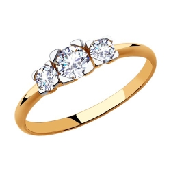 Inel din aur roșu cu pietre Cubic Zirconia Incolor