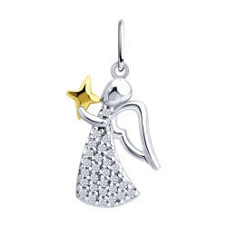 Подвеска из серебра с камнями Фианит