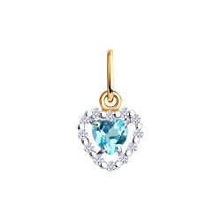 Pandantiv din aur roșu cu pietre Cubic Zirconia Incolor, Topaz Swiss