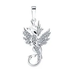 Pandantiv din argint cu Cubic Zirconia Incolor, Emailare