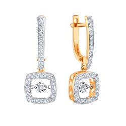 Cercei Suspendați din aur roșu cu pietre Diamant