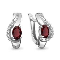 Cercei din argint  cu pietre Cubic Zirconia Incolor, Granat