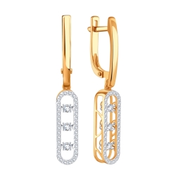 Cercei Suspendați din aur roșu cu pietre Diamant