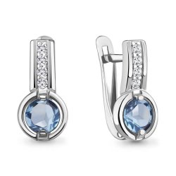 Cercei din aur alb cu pietre Cubic Zirconia Incolor, Topaz Swiss