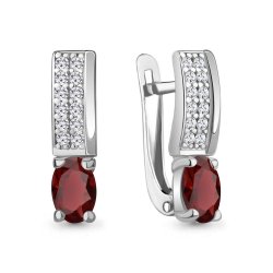 Cercei din aur alb cu pietre Cubic Zirconia Incolor, Granat