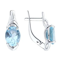 Серьги из серебра с камнями Топаз голубой