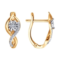 Cercei din aur alb și roșu cu pietre Diamant