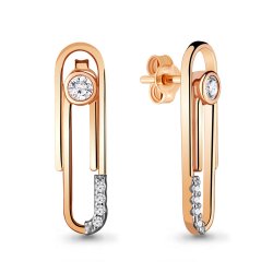 Cercei Pusete din aur roșu cu pietre Cubic Zirconia Incolor