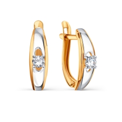 Cercei din aur roșu cu pietre Cubic Zirconia Incolor
