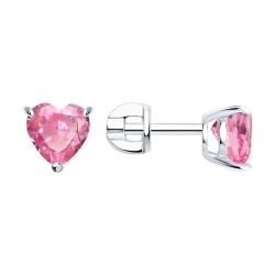 Cercei Pusete din argint  cu pietre Cubic Zirconia Roz