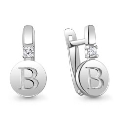 Cercei din aur alb cu pietre Cubic Zirconia Incolor