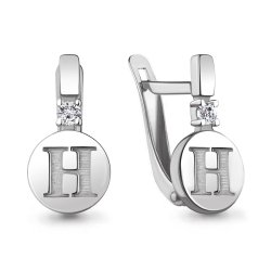 Cercei din aur alb cu pietre Cubic Zirconia Incolor