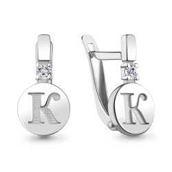 Cercei din aur alb cu pietre Cubic Zirconia Incolor