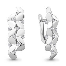 Cercei din aur alb cu pietre Cubic Zirconia Incolor