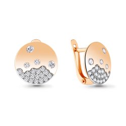 Серьги из красного золота с камнями Фианит