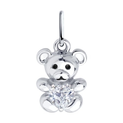 Pandantiv din argint  cu pietre Cubic Zirconia Incolor, Emailare