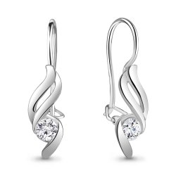 Cercei din aur alb cu pietre Cubic Zirconia Incolor