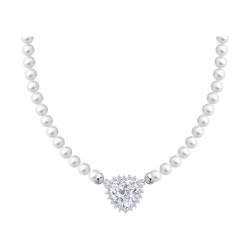 Colier din argint  cu pietre Cubic Zirconia Incolor, Perla Imit.
