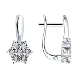 Серьги из серебра с камнями Бриллиант