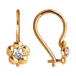 Cercei p-u copii din aur roșu cu pietre Cubic Zirconia Incolor