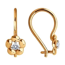 Cercei p-u copii din aur roșu cu Cubic Zirconia Incolor
