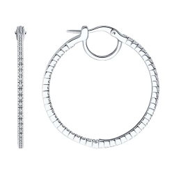 Cercei Creole din aur alb cu pietre Diamant