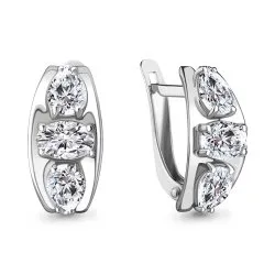 Cercei din aur alb cu Cubic Zirconia Incolor
