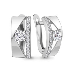 Cercei din aur alb cu pietre Cubic Zirconia Incolor