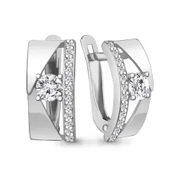 Cercei din aur alb cu Cubic Zirconia Incolor