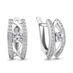 Cercei din aur alb cu pietre Cubic Zirconia Incolor
