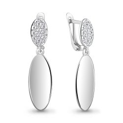 Cercei Suspendați din aur alb cu pietre Cubic Zirconia Incolor