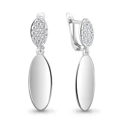 Cercei Suspendați din aur alb cu Cubic Zirconia Incolor